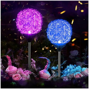 }WbNO[u LED\[[Cg Solar Garden Lights Outdoor, Upgraded Magic Globe Powered Garden Light, Multi-Color Changing LED Solar Stake Lights for Patio Backyard Pathway Party Decoration (2 PCS) ysAiz