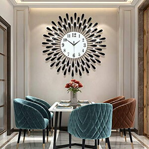 �T���o�[�X�g �|�����v ���z�̋P�� JUGV 23.6 INCH Wall Clock for Living Room Decor,Non-Ticking Quiet Metal Petals Dial Glass Large Wall Clock Black for Bedrooms Kitchen and Small Space Wall Clocks Decorative �y���s�A���i�z