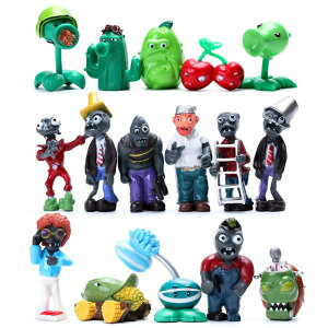 vg vs ]r 16 tBMA Maikerry 16Pcs Plants vs Zombies Figures PVZ Figurines Cupcake Figures Decorative Toys ysAiz