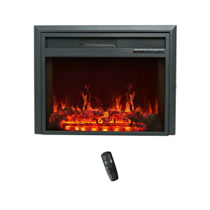 電気暖炉 暖炉型ファンヒーター 電気ストーブ フェイク暖炉 FLAME&SHADE Insert Electric Fireplace, 32-Inch Wide, Freestanding Portable Room Heater with Timer, Digital Thermostat and Remote 【並行輸入品】