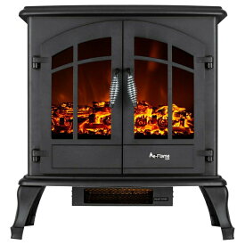 電気暖炉 暖炉型ファンヒーター 電気ストーブ フェイク暖炉 e-Flame USA Jasper Freestanding Electric Fireplace Stove Heater - Realistic 3-D Log and Fire Effect (Black) 【並行輸入品】
