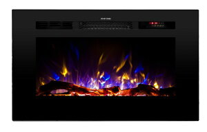 電気暖炉 暖炉型ファンヒーター 電気ストーブ フェイク暖炉 Touchstone 80028 - The Sideline Electric Fireplace - 28 Inch Wide - in Wall Recessed - 5 Flame Settings - Realistic 3 Color Flame - 1100/750 Watt Heater - (Black) - Log & Cry