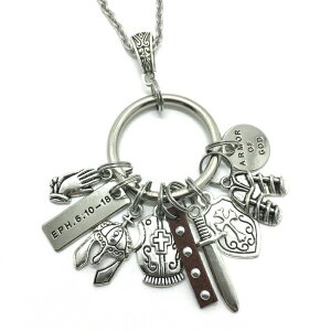 �_�̊Z �l�b�N���X Armor of God Necklace Christian Faith Gift Card Box Jewelry 30 Chain Ephesians 6:10-18 (Stainless Steel) �y���s�A���i�z