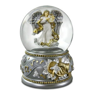 �V�g �I���S�[�� Silver & Gold Revolving Angel 100mm Water Globe San Francisco Music Box �y���s�A���i�z
