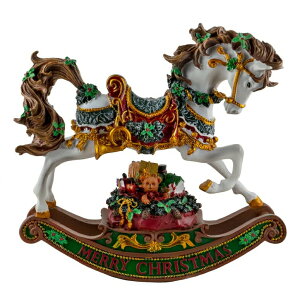 hؔn IS[ Merry Christmas Rocking Horse Musical Figurine ysAiz