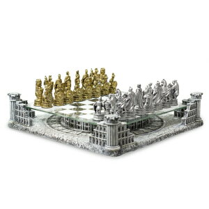 `FXZbg Ñネ[} OfBG[^[ KX{[h BB Brother Brother Ancient Roman Gladiators 3D Chess Board Game Set, Glass Board, Handmade Gold and Silver Polyresin Chess Pieces ysAiz
