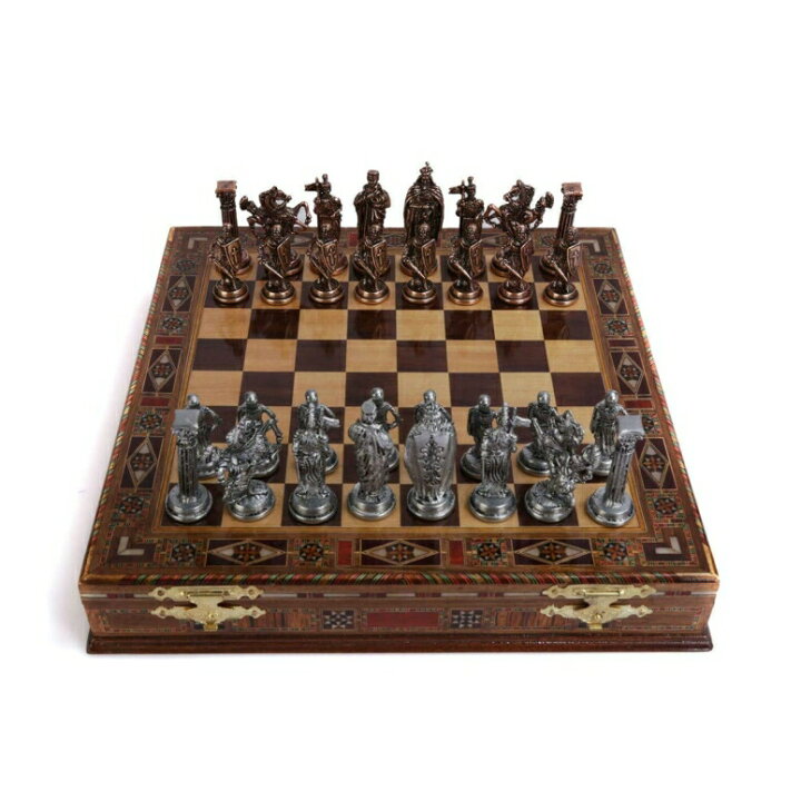 StonKraft Brass Chess Board Game Set with 100% Brass Chess Pieces Chessmen  Coins (12 x 12 Inches)