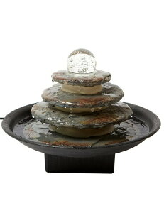   ̃IuWF e[ugbvt@Ee CeA SEINHIJO Indoor Tabletop Water Fountain Zen Cascading Feng Shui Waterfall with LED Lights Rolling Ball Home Decor Table Centerpiece Gifts 11" Dia ysA