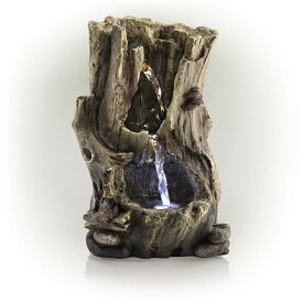 卓上 噴水 滝のオブジェ テーブルトップファウンテン インテリア噴水 Alpine Corporation 11" Tall Indoor Rainforest Tabletop Fountain with LED Lights , Beige 【並行輸入品】