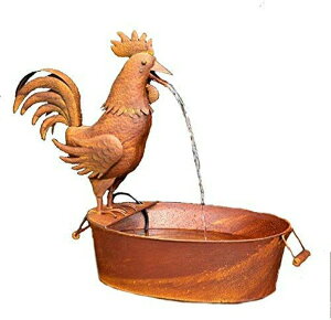 ��� ���� ��̃I�u�W�F �e�[�u���g�b�v�t�@�E���e�� �C���e���A���� Park Hill EAG82176 Folk Art Metal Rooster Fountain -Rustic Indoor and Outdoor Complete Tabletop Fountain w/Pump & Tubing 27 in. x 15 in. x 25 in. �y���s�A��