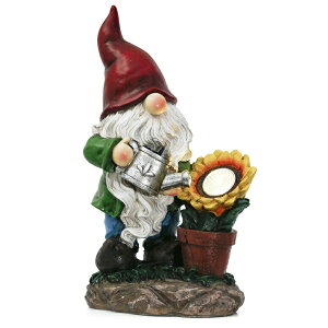 LED�\�[���[���C�g �\�[���[�p���[ �K�[�f�����C�g TERESA'S COLLECTIONS Gnomes Garden Decorations Garden Statues & Sculptures with Solar Lights, Large Outdoor Gnomes Sunflower Lawn Ornaments Resin Figurines for Outside Patio Yard Porc �y