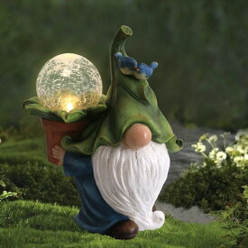 LEDソーラーライト ソーラーパワー ガーデンライト Garden Gnome Statue - Resin Gnome Figurine Carrying Magic Orb with Solar LED Lights, Outdoor Summer Decorations for Patio Yard Lawn Porch, Garden Gifts for Mom, Ornament 【並行輸入品】