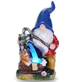 LEDソーラーライト ソーラーパワー ガーデンライト Garden Gnome Statue, Gnome Decoration for Yard with Blue Solar Light, Patio Porch Yard Garden Decor for Outside, Lawn Ornament 【並行輸入品】