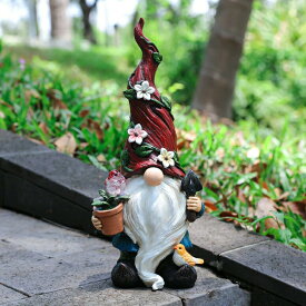 LEDソーラーライト ソーラーパワー ガーデンライト Outdoor Garden Gnome Statue ,Resin Gnome Figurine with Solar Led Lights, Outside Decor for Patio Yard Lawn Porch Decorations, Ornament Gifts (Blue Statue) 【並行輸入品】
