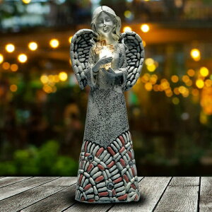 LED\[[Cg \[[p[ K[fCg Yiosax Garden Angel Statues Outdoor Decor - Moonrays Solar Angel Figurines Lights with Glowing a Cross Design| Angel Decor for Patio, Yard Art, Grave Decoration, Garden Gifts for Gran y