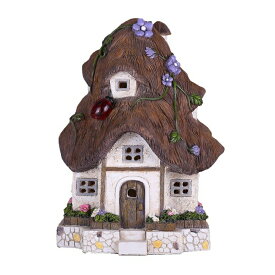 LEDソーラーライト ソーラーパワー ガーデンライト TERESA'S COLLECTIONS Brown Fairy Garden House with Solar Lights, Waterproof Resin Outdoor Statue Cottage Garden Figurines Lawn Ornaments for Patio Yard Decorations, 7.8 inch 【並行輸入品】