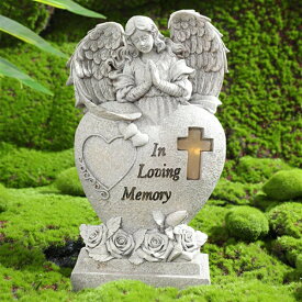 LEDソーラーライト ソーラーパワー ガーデンライト SJZ Garden Angel Statue Sympathy Gift with Cross Solar LED Light, Human Memorial Gifts , in Memory of Loved One, Condolence Gifts, Bereavement Gifts, Cemetary Grave Decorations 【並行輸入品】
