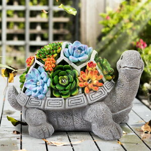 LED�\�[���[���C�g �\�[���[�p���[ �K�[�f�����C�g LESES Garden Statues, Turtle Outdoor Ornament Solar Statue with 7 LED Lights Garden Decor for Outside, Turtle Garden Figurines Cute Decorations for Patio Yard Lawn Birthday Gifts �y��