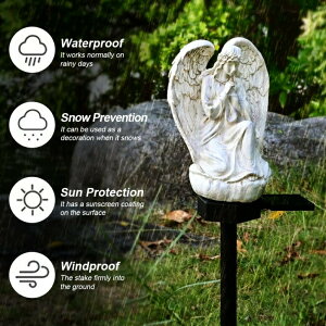 LED�\�[���[���C�g �\�[���[�p���[ �K�[�f�����C�g Juliahestia Angel Pray Garden Decor Solar Lights Outdoor Stake Decorative Light Up for Outside Cemetery Decorations for Grave Yard Lawn Porch Pathway Christmas Figurines Ornament Guar �y