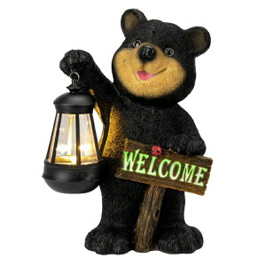 LED�\�[���[���C�g �\�[���[�p���[ �K�[�f�����C�g Juegoal Garden Bear Statue with Solar LED Lantern, Luminous Welcome Sign, Yard Art, Outdoor Whimsical Figurine Large Sculpture Lighted Outdoor Spring Decorations for Lawn, Porch �y���s