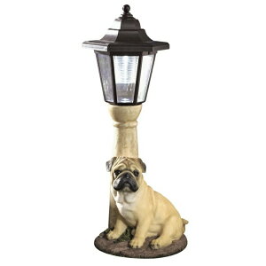 LED�\�[���[���C�g �\�[���[�p���[ �K�[�f�����C�g Bits and Pieces-Solar Light Fawn Pug-Solar Powered Garden Lantern - Resin Dog Sculpture with LED Light �y���s�A���i�z