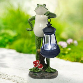 LEDソーラーライト ソーラーパワー ガーデンライト Nacome Solar Garden Statue of Frog Figurine with Solar Lantern-Outdoor Lawn Decor Garden Frog Ornament for Patio,Balcony,Yard, Lawn-Unique Housewarming Gift,30cm 【並行輸入品】