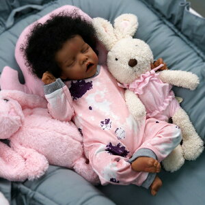 Ԃl` V  V  A l` Ԃ JIZHI Lifelike Dolls Black - 17-Inch Baby-Soft Body & Curls Realistic-Newborn Baby Dolls African American Real Life Baby Dolls ysAiz