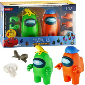 アモングアス アモンガス おもちゃ 人形 Among Us Action Figures | Two of Four 4.5-Inch-Tall Collectibles | Among Us Toys and Playable Mini Toys | Green and Orange Crewmates with 6 Accessories: Hats and Hands | Kids’ Toys by P.M.I. 【並行輸入品】