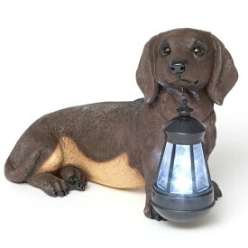 LEDソーラーライト ソーラーパワー ガーデンライト 犬 Bits and Pieces - Dachshund Solar Lantern Statue - Solar Powered Garden Lantern - Resin Dog Sculpture with LED Light - Outdoor Lighting and D?cor 【並行輸入品】