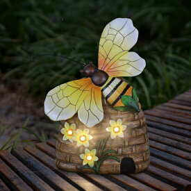LEDソーラーライト ソーラーパワー ガーデンライト 蜂 Exhart Light-Up Bee Hive Statuary - Beehive Garden Statue w/Butterfly & Solar Powered Flowers ? Durable & UV-Treated Bee Hive Outdoor Statue for Garden, Patio & Walkway ? 9.0” L x 【並行輸入品】
