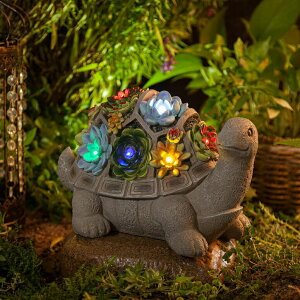 LED\[[Cg \[[p[ K[fCg T MALISTER Garden Turtle Figurines Outdoor Decor, Outdoor Statues with 7 Solar LEDs for Patio Decor, Fall Garden Decor, Garden Art Outdoor Lawn Decor Yard Art, Housewarming Garden Gi 