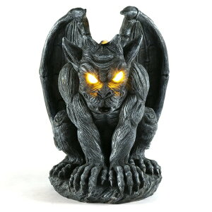 LED\[[Cg \[[p[ K[fCg K[SC MIBUNG Large Winged Gargoyle Statue with Solar LED Lights, Sitting Gargoyle Monster Protector Garden Guardian Gothic Sculpture, Outdoor Patio Yard Lawn Porch Deck Decor, K