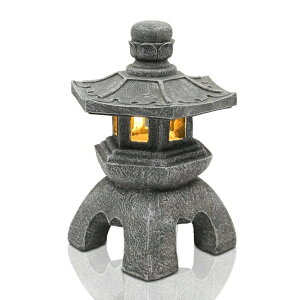 LED\[[Cg \[[p[ K[fCg  Nacome Solar Pagoda Lantern Garden Statue,Indoor/Outdoor Zen Asian Decor for Landscape Balcony,Garden,Patio,Porch Yard Art Ornament,Polyresin, Gray Stone Finish ysAi