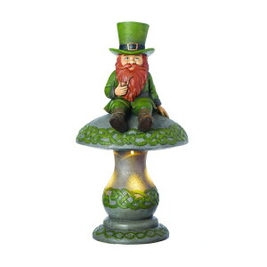 LED\[[Cg \[[p[ K[fCg m[ Roman Garden - LED Leprechaun on Mushroom Garden Statue, 16.75" H, Irish Collection, Resin and Stone, Decorative, Garden Gift, Home Outdoor Decor, Durable, Long Lasting y