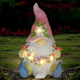 LEDソーラーライト ソーラーパワー ガーデンライト ノーム Sinhra Garden Gnome Statue,Resin Gnome Figurine Holding Butterfly with Solar LED Lights, Outdoor Statues Garden Decor for Patio Yard Lawn Porch, Gardening Gifts 【並行輸入品】