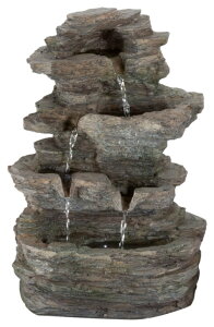   ̃IuWF e[ugbvt@Ee CeA Tabletop Water Fountain with Cascading Rock Waterfall and LED Lights - Tiered Stone Table Fountain By Pure Garden (Office Patio and Home Decor) ysA