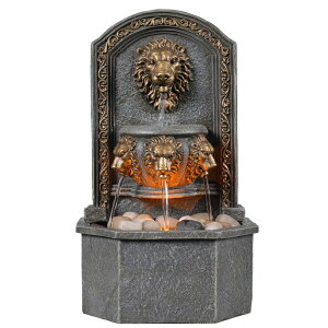 ��� ���� ��̃I�u�W�F �e�[�u���g�b�v�t�@�E���e�� �C���e���A���� GOSSI 10.3 Inches Tall Tabletop Fountain Classic Lion Head Polyresin Indoor Zen Waterfall Fountain w/ Cobblestone Soothing Sounds for Office and Home Decor �y