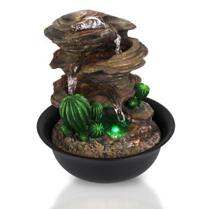 ��� ���� ��̃I�u�W�F �e�[�u���g�b�v�t�@�E���e�� �C���e���A���� SereneLife 3-Tier Desktop Electric Water Fountain Decor w/ LED - Indoor Outdoor Portable Tabletop Decorative Zen Meditation Waterfall Kit Includes Submersible Pu