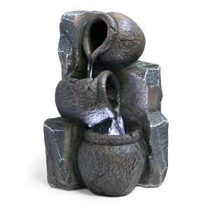   ̃IuWF e[ugbvt@Ee CeA Premium SereneLife Table Waterfall Fountain (2-Tier), Cascading Tabletop Water Decoration, Indoor, Outdoor, Patio or Garden Use, Adjustable Water Pump Included (