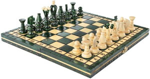 �`�F�X�Z�b�g Chess and games shop Muba Beautiful Handcrafted Wooden Chess Set with Wooden Board and Handcrafted Chess Pieces - Gift idea Products (12.5'' (32 cm) Green) �y���s�A���i�z