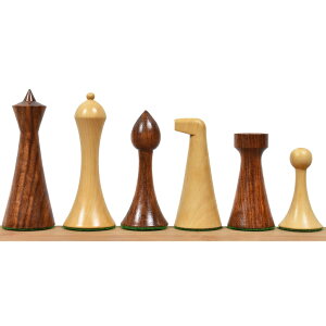 `FXZbg Royal Chess Mall Herman Ohme Minimalist Chess Pieces Only Chess Set, Golden Rosewood and Boxwood Wooden Chess Set, 3.6-in King, Weighted Chess Pieces (1.9 lbs) ysAiz