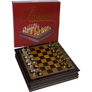 `FXZbg Grace Chess Inlaid Wood Board Game Set with Metal Pieces, Medium 12 x 12 Inch ysAiz