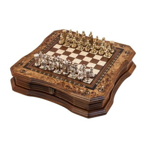 �`�F�X�Z�b�g Handmade Chess Set Mosaic Art 15" - Wooden Chess shess Board with Metal Chess Pieces- Gift Item �y���s�A���i�z