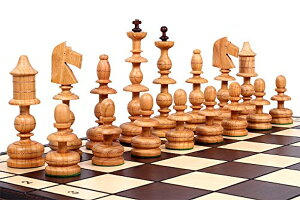 `FXZbg The Alcazar Chess Set an Unique Hand Crafted Wood Chess Pieces with a 5 inch King, 22.8 inch Wooden Chess Board that Folds for Chess Piece Storage ysAiz