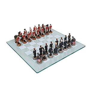 �`�F�X�Z�b�g US Revolution War Chess Set with 17" x 17" Glass Board �y���s�A���i�z