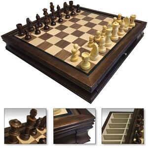 `FXZbg 4 Less CO 19" Large Deluxe Chess Board Game Set Box Inlaid Walnut Wood Pieces 1208M ysAiz