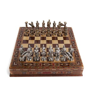 �`�F�X�Z�b�g Medium Mythologic Pegasus Metal Chess Set for Adults,Handmade Pieces and Natural Solid Wooden Chess Board with Storage Inside King 3.35inc �y���s�A���i�z