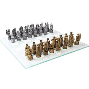 `FXZbg Pacific Giftware Dragon Kingdom Chess Set with Glass Board Set ysAiz