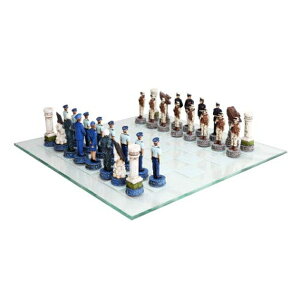 �`�F�X�Z�b�g US Air Force vs Marines Military Chess Set Hand Painted with Glass Board �y���s�A���i�z