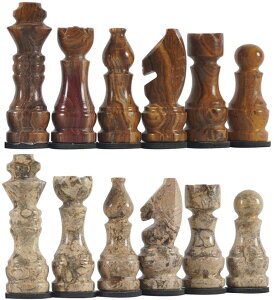 �`�F�X�Z�b�g RADICALn Marble Big Board Games Complete Red and Coral Chess Figures - Suitable for 16 - 20 Inches Chess Board - Antique 32 Chess Figures Set - Completely Marble Handmade Non-Wooden Chess Pieces �y���s�A���i�z